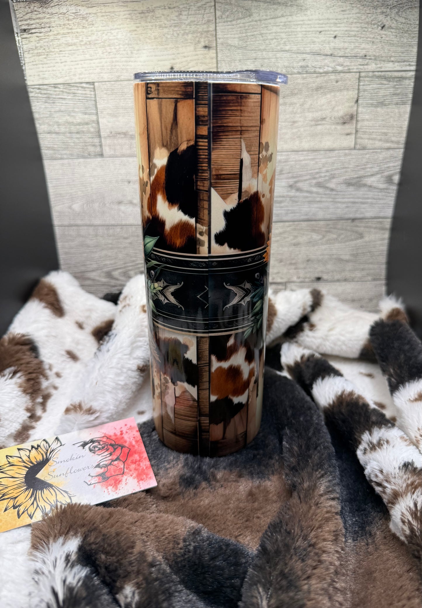 Sunflowers and Cowhide 20oz Tumbler