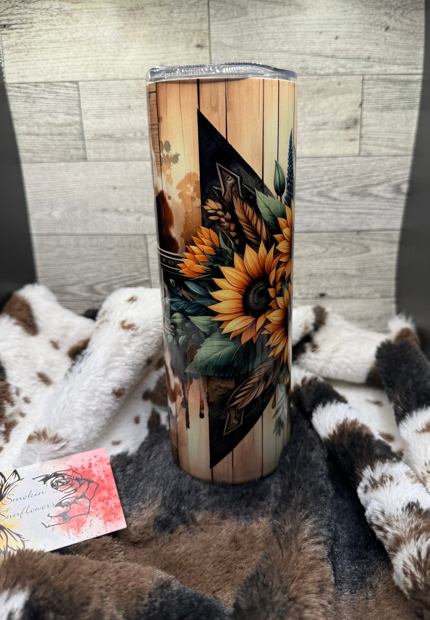 Sunflowers and Cowhide 20oz Tumbler