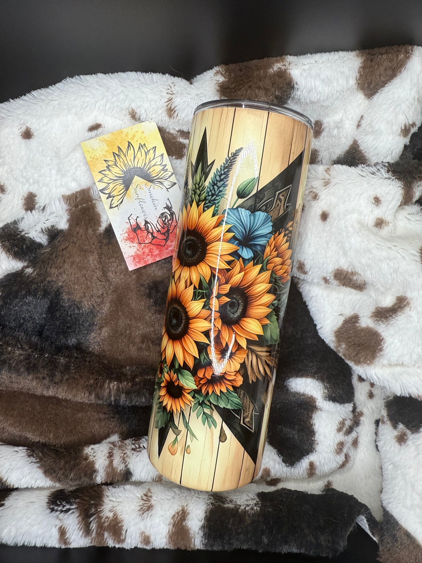 Sunflowers and Cowhide 20oz Tumbler