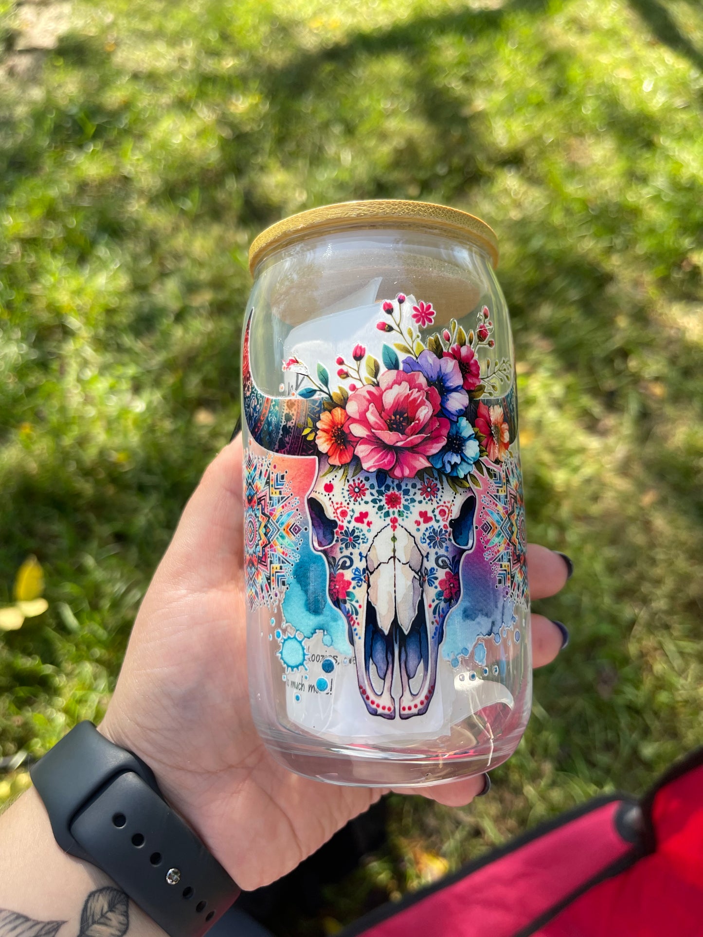 Bohemian Skull 16oz Beer Can Cup