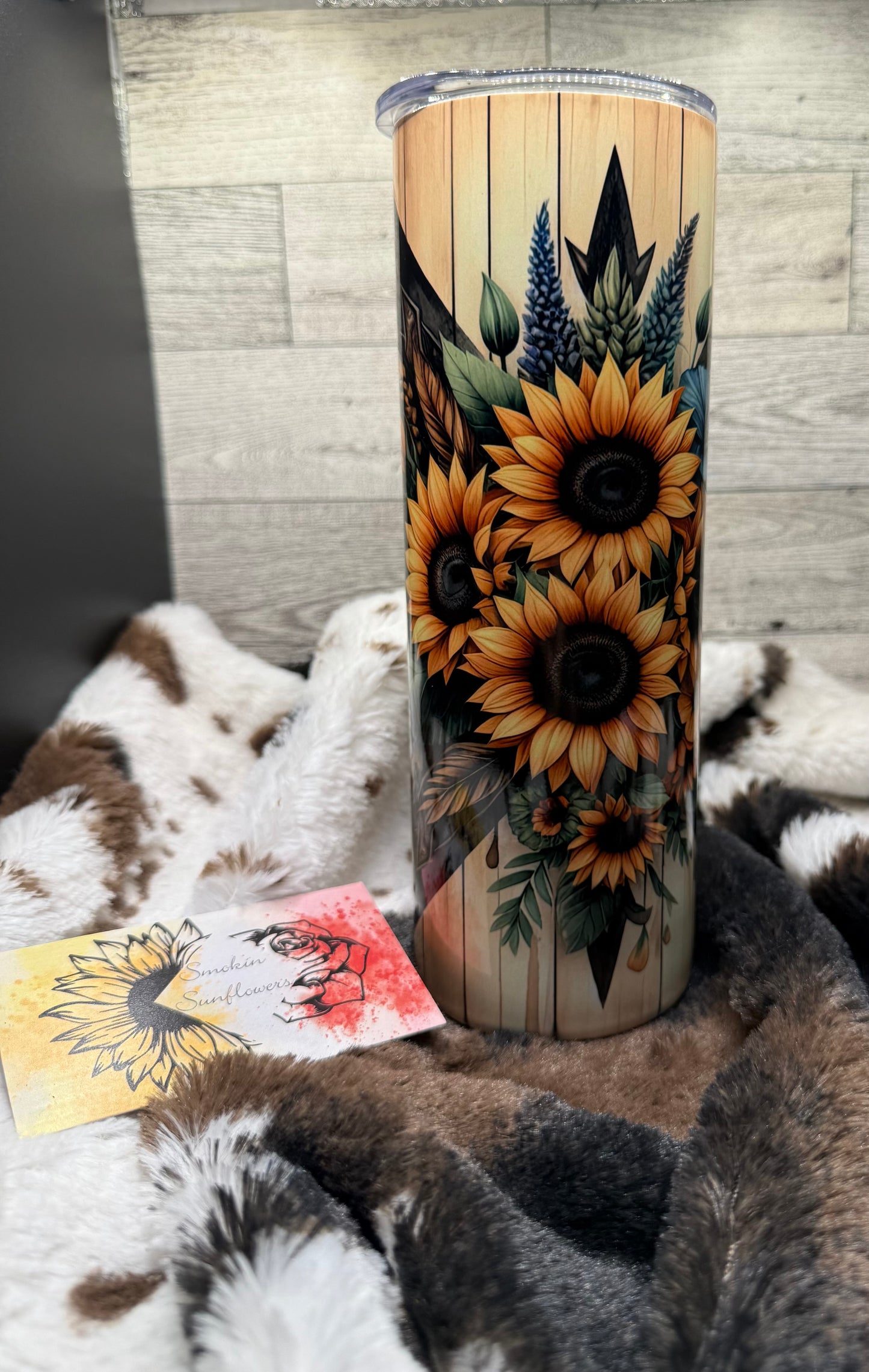 Sunflowers and Cowhide 20oz Tumbler