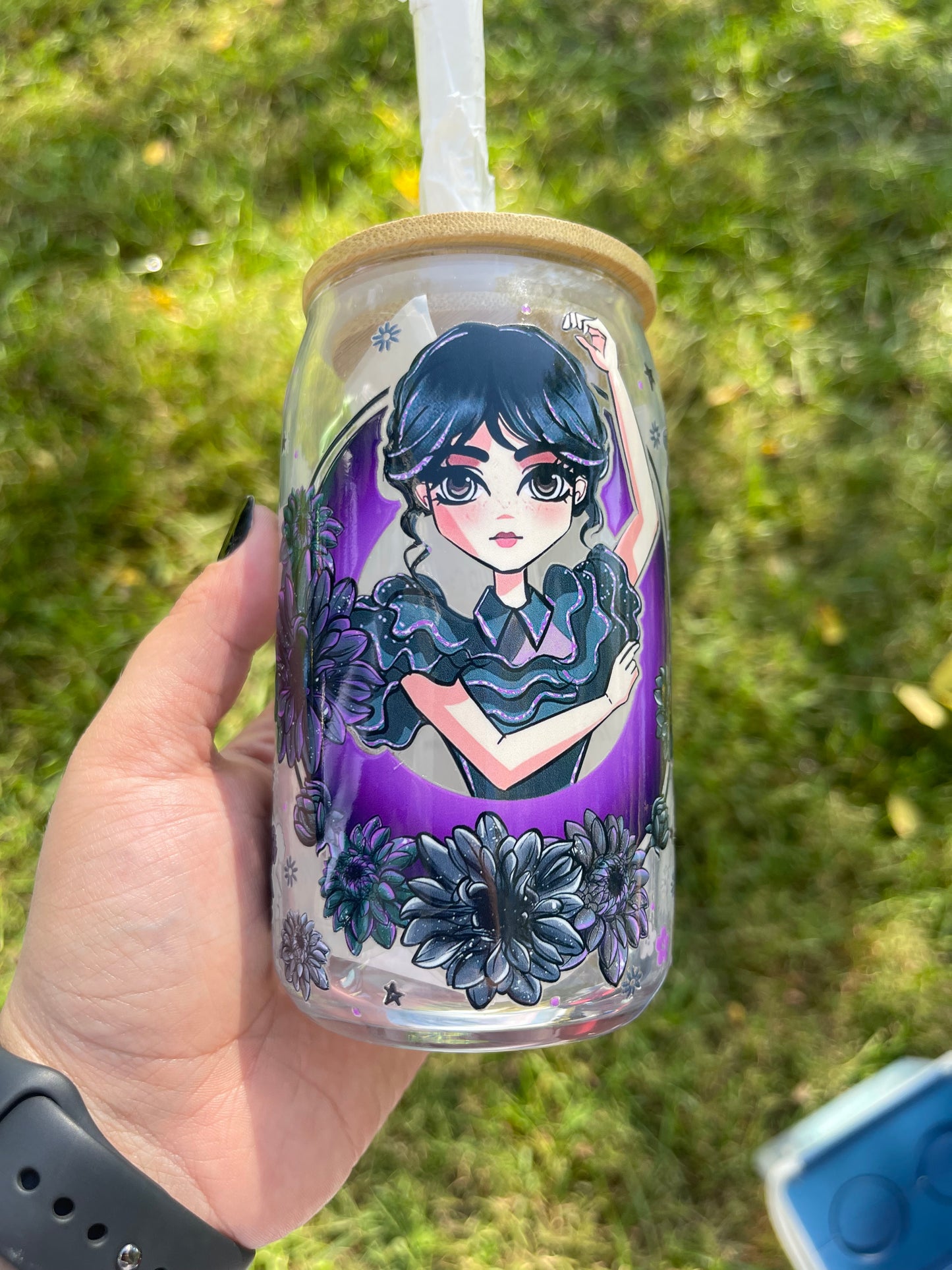 Floral Fantasy: 16 oz Enchanting Beer Can Glass Cup