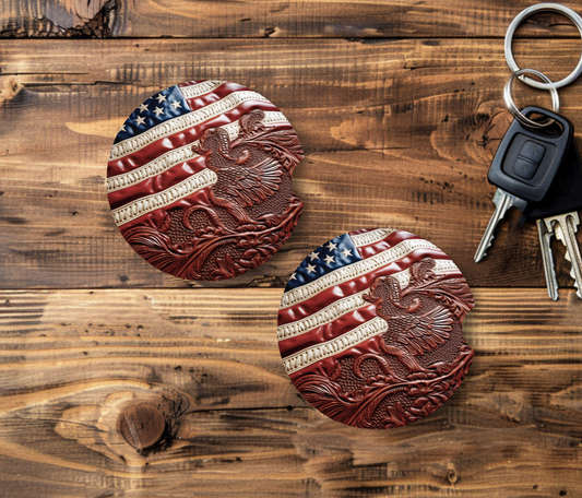 Leather America Ceramic Car Coasters