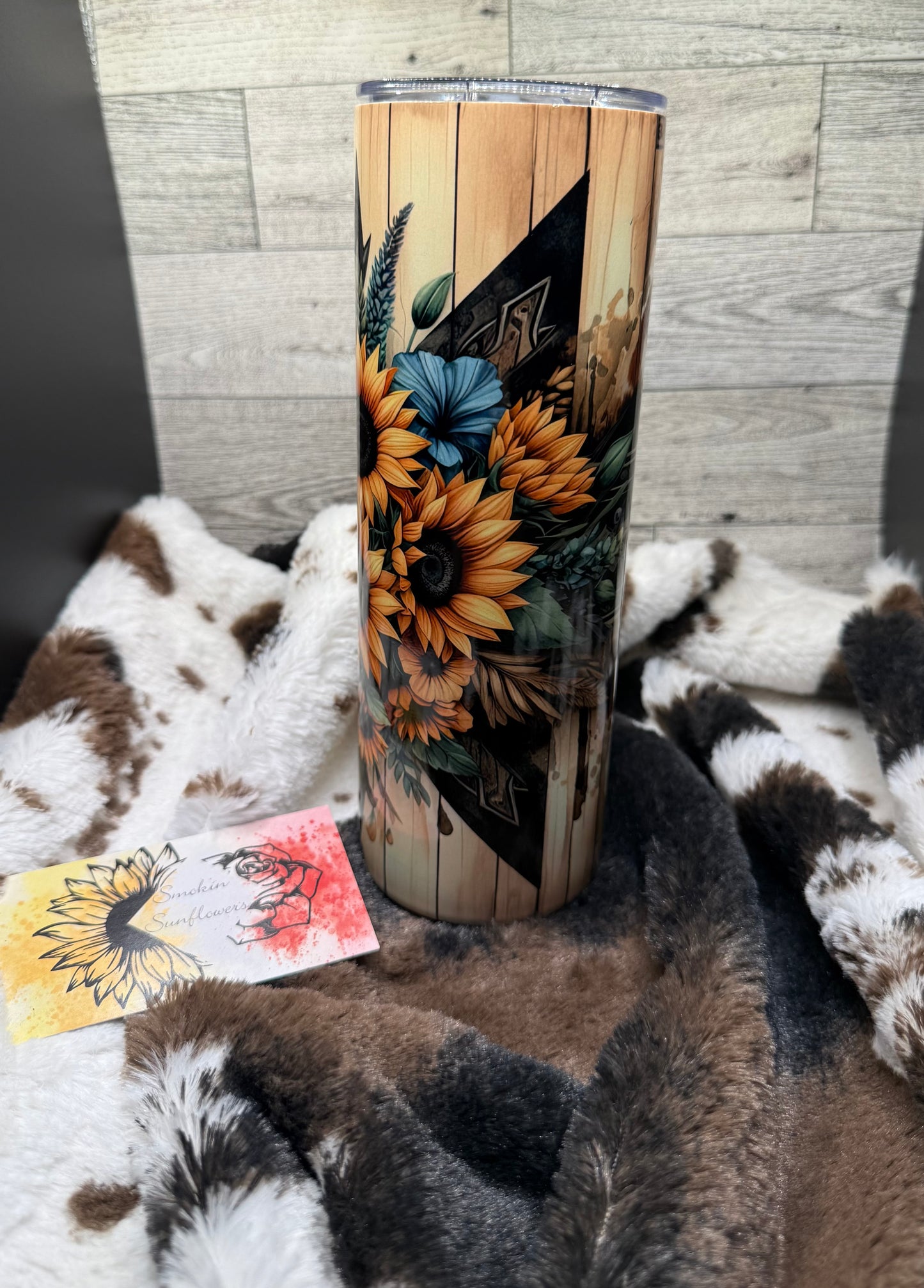 Sunflowers and Cowhide 20oz Tumbler