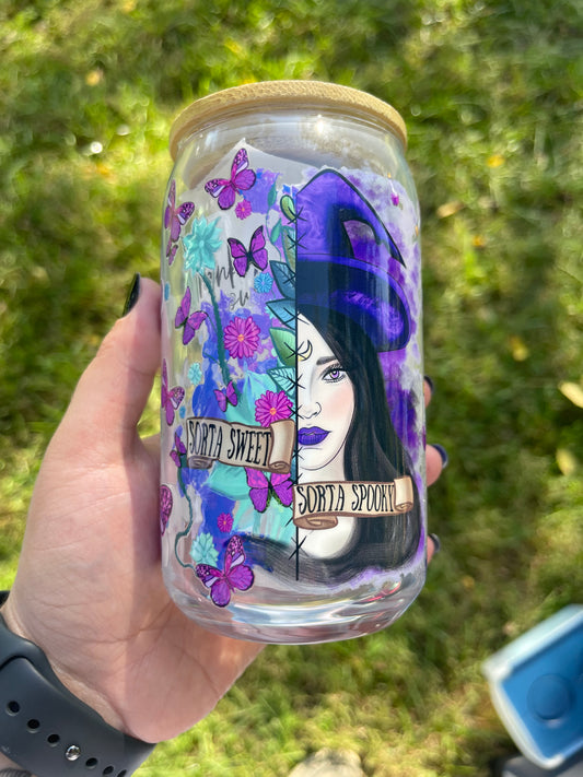 Sorta Sweet Sorta Spooky (Witchy) 16oz Beer Can Cup