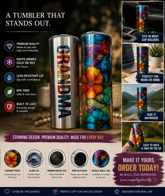 Stained Glass Grandma 20oz Stainless Steel Tumbler